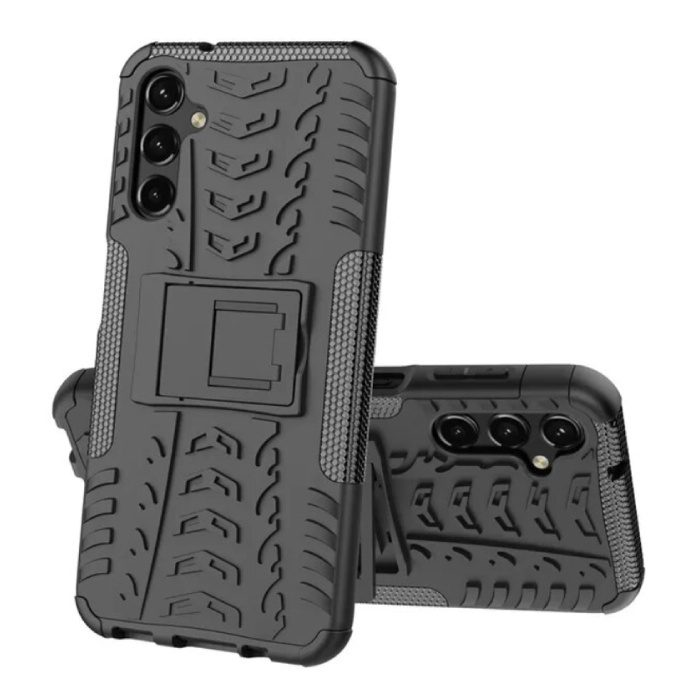 Samsung Galaxy A04S Case with Kickstand - Shockproof Cover Case Black