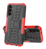 Wolfsay Samsung Galaxy A04 Case with Kickstand - Shockproof Cover Case Red