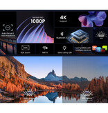 Wimius Projektor P64 — 500 ANSI lumenów — domowy odtwarzacz multimedialny Android Beamer, srebrny