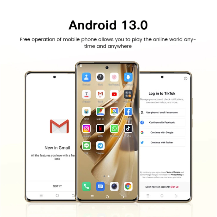 Landvo Note 12 Smartphone Goud - Android 13 - 8 GB RAM - 128 GB Opslag - 48MP Camera - 5200mAh Batterij