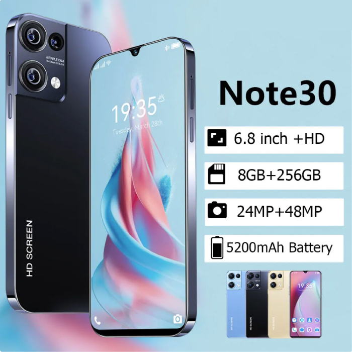 Landvo Note 30 Smartphone Schwarz – Android 13 – 8 GB RAM – 128 GB Speicher – 48 MP Kamera – 5200 mAh Akku