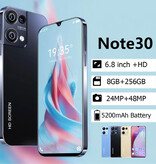 Landvo Smartphone Note 30 Negro - Android 13 - 8 GB RAM - 256 GB Almacenamiento - Cámara 48MP - Batería 5200mAh
