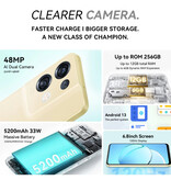 Landvo Smartphone Note 30 Nero - Android 13 - 8 GB RAM - 256 GB Memoria - Fotocamera 48MP - Batteria 5200mAh