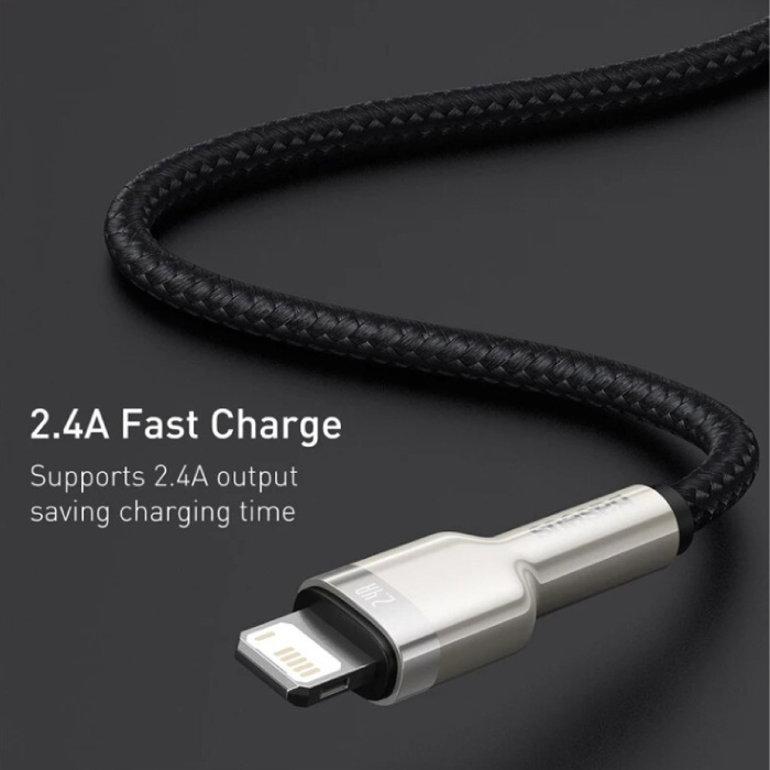 Baseus USB Charging Cable for iPhone Lightning - 1 Meter - Braided Nylon - Tangle Resistant Charger Data Cable Green