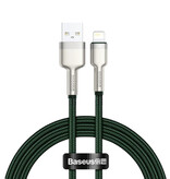 Baseus Cable de Carga USB para iPhone Lightning - 1 Metro - Nylon Trenzado - Cable de Datos Cargador Resistente a Enredos Verde