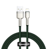 Baseus Cavo di ricarica USB per iPhone Lightning - 1 metro - Nylon intrecciato - Cavo dati per caricabatterie resistente ai grovigli Verde