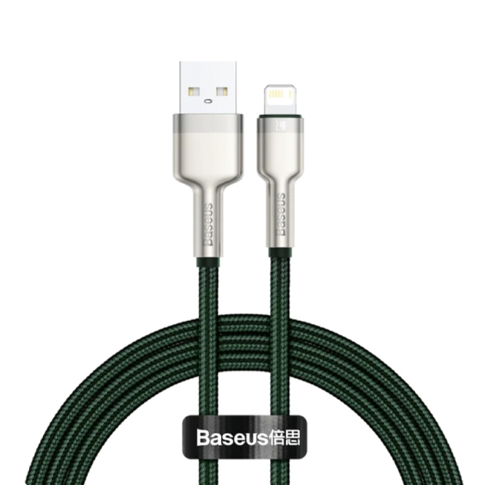 Baseus Câble de chargement USB pour iPhone Lightning - 1 mètre - Nylon tressé - Câble de données de chargeur résistant aux enchevêtrements vert