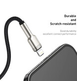 Baseus USB-Ladekabel für iPhone Lightning – 1 Meter – geflochtenes Nylon – verwicklungssicheres Ladegerät-Datenkabel Schwarz