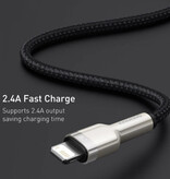 Baseus Cable de Carga USB para iPhone Lightning - 1 Metro - Nylon Trenzado - Cable de Datos Cargador Resistente a Enredos Negro