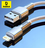 Baseus Cable de Carga USB para iPhone Lightning - 1 Metro - Nylon Trenzado - Cable de Datos Cargador Resistente a Enredos Blanco