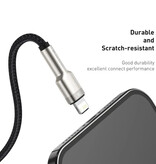 Baseus Kabel do ładowania USB do iPhone'a Lightning – 1 metr – pleciony nylon – Odporny na plątanie kabel do transmisji danych do ładowarki, biały