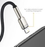 Baseus Cable de Carga USB para iPhone Lightning - 1 Metro - Nylon Trenzado - Cable de Datos Cargador Resistente a Enredos Blanco