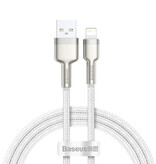 Baseus Kabel do ładowania USB do iPhone'a Lightning – 1 metr – pleciony nylon – Odporny na plątanie kabel do transmisji danych do ładowarki, biały