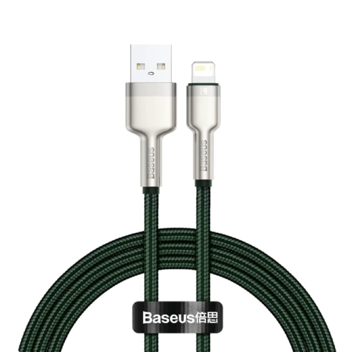 Kabel USB do ładowania iPhone'a Lightning - 2 metry - Pleciony nylon - Odporny na plątanie Kabel do transmisji danych ładowarki Zielony