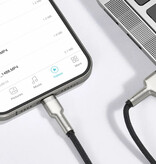 Baseus Cable de Carga USB para iPhone Lightning - 2 Metros - Nylon Trenzado - Cable de Datos Cargador Resistente a Enredos Negro