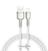 Baseus Cavo di ricarica USB per iPhone Lightning - 2 metri - Nylon intrecciato - Cavo dati per caricabatterie resistente ai grovigli Bianco