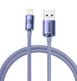 Baseus Cable de Carga USB para iPhone Lightning - 1,2 Metros - Nylon Trenzado - Cable de Datos Cargador Resistente a Enredos Púrpura