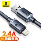 Baseus Kabel USB do ładowania iPhone'a Lightning - 2 metry - Pleciony nylon - Odporny na plątanie Kabel do transmisji danych ładowarki Fioletowy
