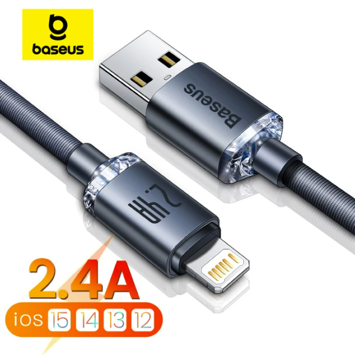 Baseus Kabel USB do ładowania iPhone'a Lightning - 2 metry - Pleciony nylon - Odporny na plątanie Kabel do transmisji danych ładowarki Fioletowy