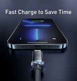 Baseus Cavo di ricarica USB per iPhone Lightning - 2 metri - Nylon intrecciato - Cavo dati per caricabatterie resistente ai grovigli Viola