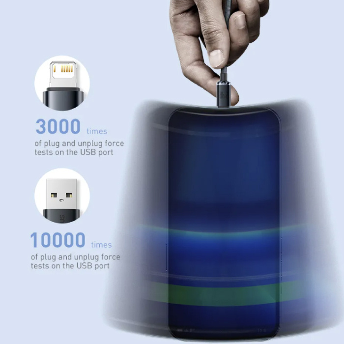 Baseus Kabel USB do ładowania iPhone'a Lightning - 2 metry - Pleciony nylon - Odporny na plątanie Kabel do transmisji danych ładowarki Fioletowy