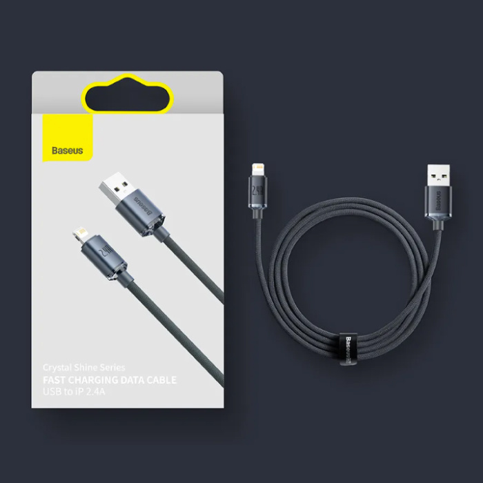 Baseus Kabel USB do ładowania iPhone'a Lightning - 2 metry - Pleciony nylon - Odporny na plątanie Kabel do transmisji danych ładowarki Fioletowy