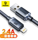 Baseus USB Oplaadkabel voor iPhone Lightning - 2 Meter - Gevlochten Nylon - Tangle Resistant Oplader Data Kabel Lichtblauw