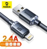 Baseus Cable de Carga USB para iPhone Lightning - 1,2 Metros - Nylon Trenzado - Cable de Datos Cargador Resistente a Enredos Azul Claro