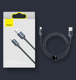 Baseus Câble de chargement USB pour iPhone Lightning - 2 mètres - Nylon tressé - Câble de données de chargeur résistant aux enchevêtrements Bleu clair