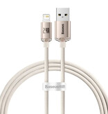 Baseus Câble de chargement USB pour iPhone Lightning - 2 mètres - Nylon tressé - Câble de données de chargeur résistant aux enchevêtrements Rose