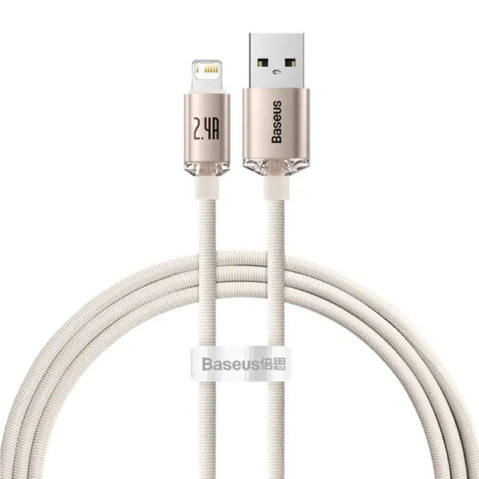 Baseus Cable de Carga USB para iPhone Lightning - 2 Metros - Nylon Trenzado - Cable de Datos Cargador Resistente a Enredos Rosa