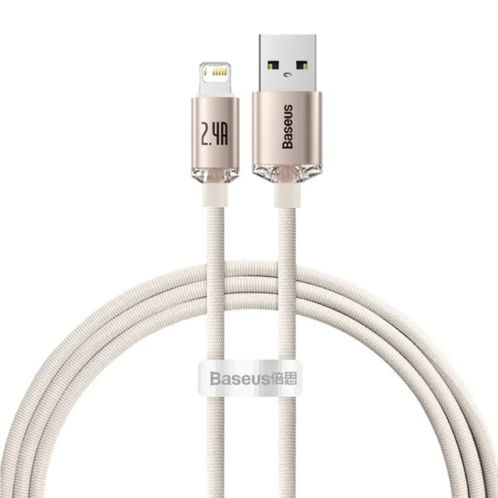Câble de chargement USB pour iPhone Lightning - 2 mètres - Nylon tressé - Câble de données de chargeur résistant aux enchevêtrements Rose