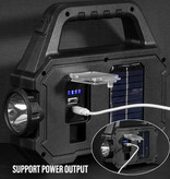 Shustar Lampe de poche LED torche solaire - Camping à lumière forte rechargeable USB - 2400 lumens COB - Argent