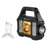 Shustar Linterna LED con antorcha solar - Camping con luz fuerte recargable por USB - 2400 lúmenes - Dorado