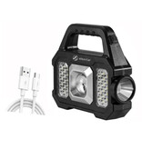 Shustar Solar-Taschenlampe, LED-Taschenlampe – USB wiederaufladbar, starkes Licht, Camping – 2400 Lumen – Silber