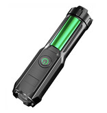 Stuff Certified® Torcia LED Zoom - Luce XPE retrattile ad alta potenza ricaricabile tramite USB, nera impermeabile