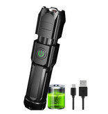 Stuff Certified® Lampe de poche LED Zoom - Lampe XPE rétractable haute puissance rechargeable par USB étanche noire