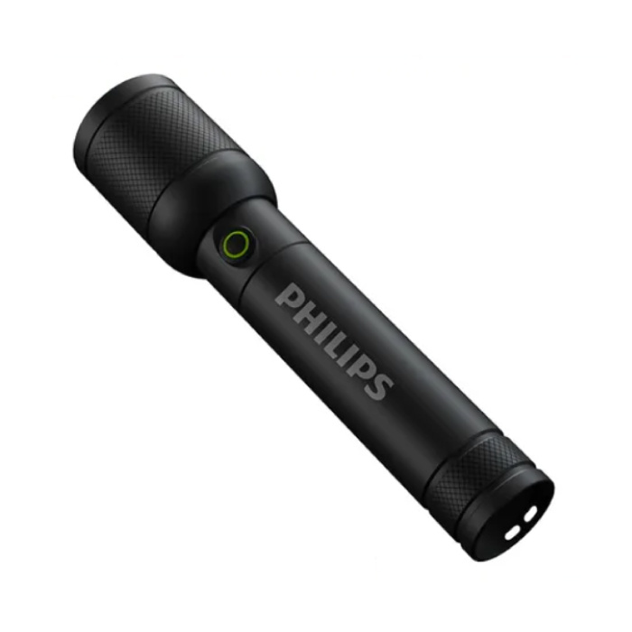 Philips Lampe de poche avec zoom - Lampe LED haute puissance rechargeable par USB Noir