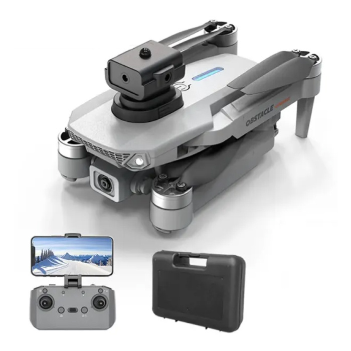 Drone E88 Pro RC con fotocamera - Giocattolo per evitare ostacoli quadricottero con motore brushless Grigio