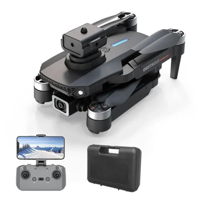 NIERBO Drone E88 Pro RC con fotocamera - Giocattolo per evitare ostacoli quadricottero con motore brushless nero