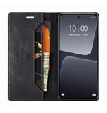 Autspace Funda con tapa para Xiaomi 13 - Funda de silicona de cuero con cubierta tipo billetera RFID - Negro