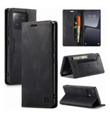 Autspace Xiaomi 13 Lite Flip Case Wallet - RFID Wallet Cover Cuir Silicone Case - Noir