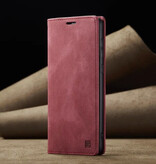 Autspace Portafoglio Flip Case Xiaomi 13 - Custodia in silicone con copertura a portafoglio RFID - Rossa