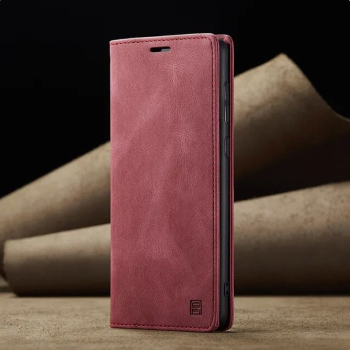 Autspace Portafoglio Flip Case Xiaomi 13 - Custodia in silicone con copertura a portafoglio RFID - Rossa
