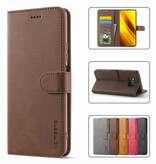 LCIMEEKE Xiaomi Poco X3 Flip Case Portefeuille - Wallet Cover Leer Hoesje - Bruin