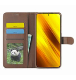 LCIMEEKE Portfel z klapką Xiaomi Poco X3 - Skórzany pokrowiec z portfelem - Brązowy