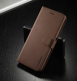 LCIMEEKE Xiaomi Poco X3 Flip Case Wallet - Etui portefeuille en cuir - Marron