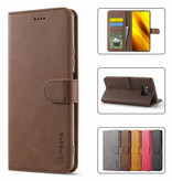 LCIMEEKE Xiaomi Poco X3 NFC Flip Case Portefeuille - Wallet Cover Leer Hoesje - Bruin