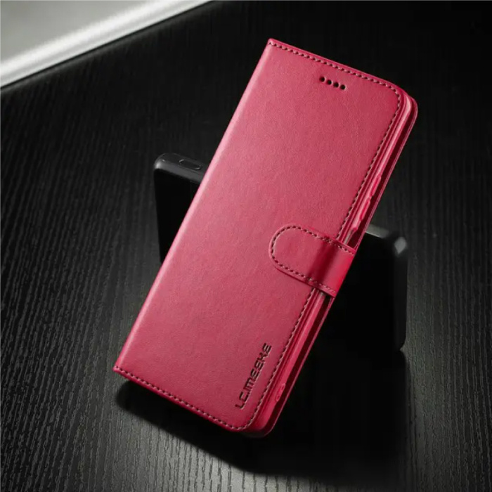 LCIMEEKE Xiaomi Poco X3 Flip Case Wallet - Étui portefeuille en cuir - Rouge