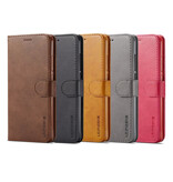 LCIMEEKE Portafoglio Flip Case Xiaomi Poco X3 - Custodia in pelle con copertina a portafoglio - Rossa